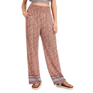 Kingston Grey Juniors' Printed Wide-Leg Pull-on Pants Size S